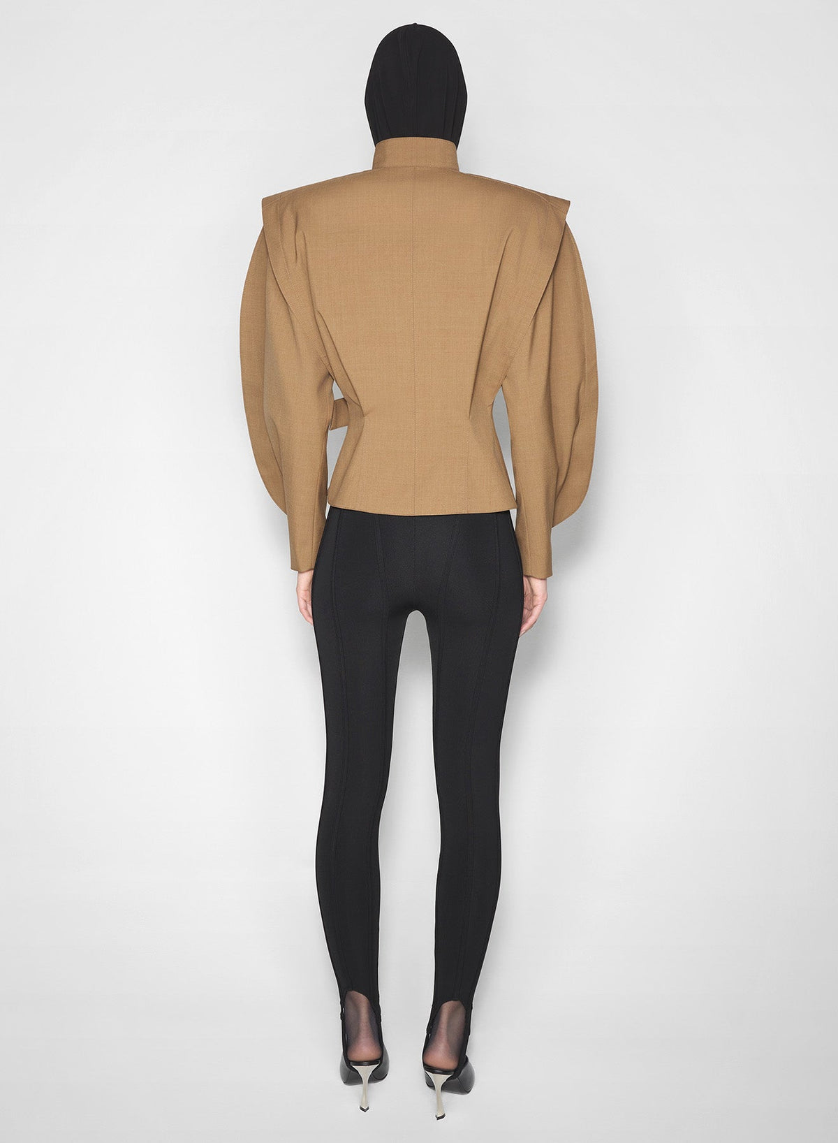 DARK BEIGE // beige asymmetric officer jacket