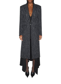 BLACK / WHITE // pinstripe pierced tailored coat