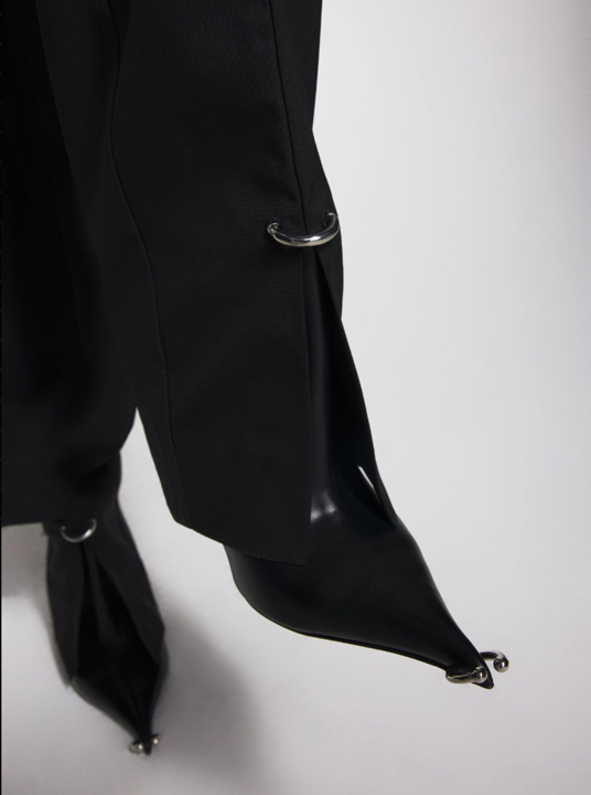 Pantalon ample tailored ajouré - Black