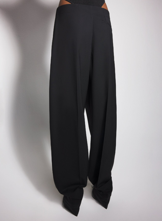 Pantalon ample tailored ajouré - Black