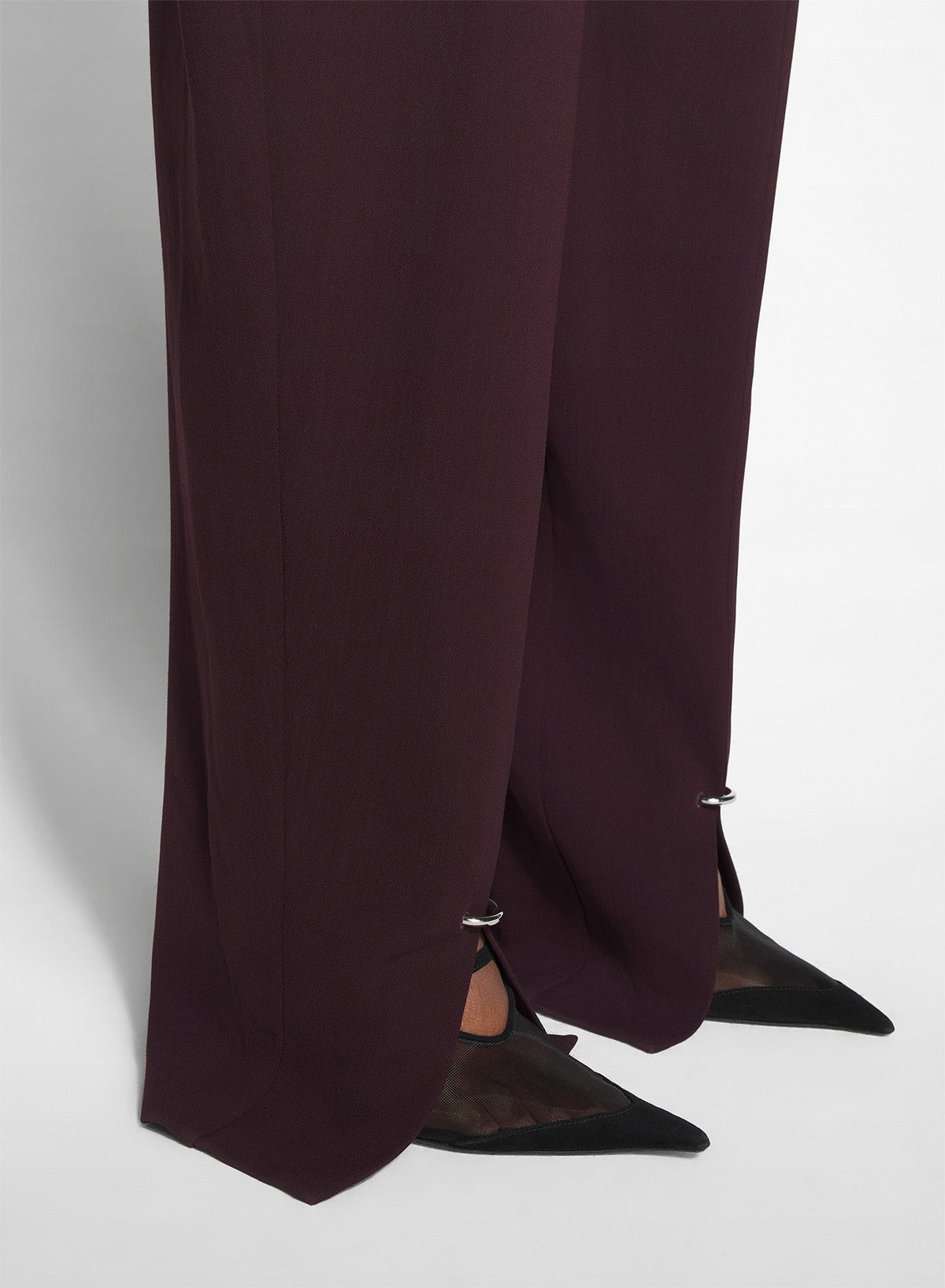 DARK PLUM // burgundy pierced loose tailored trousers