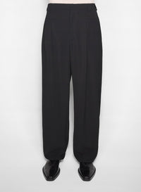BLACK // black pleated wide-leg trousers