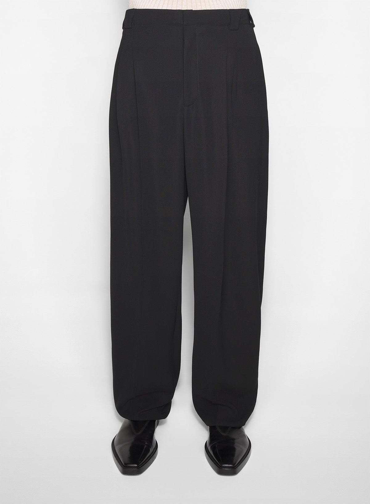 BLACK // black pleated wide-leg trousers