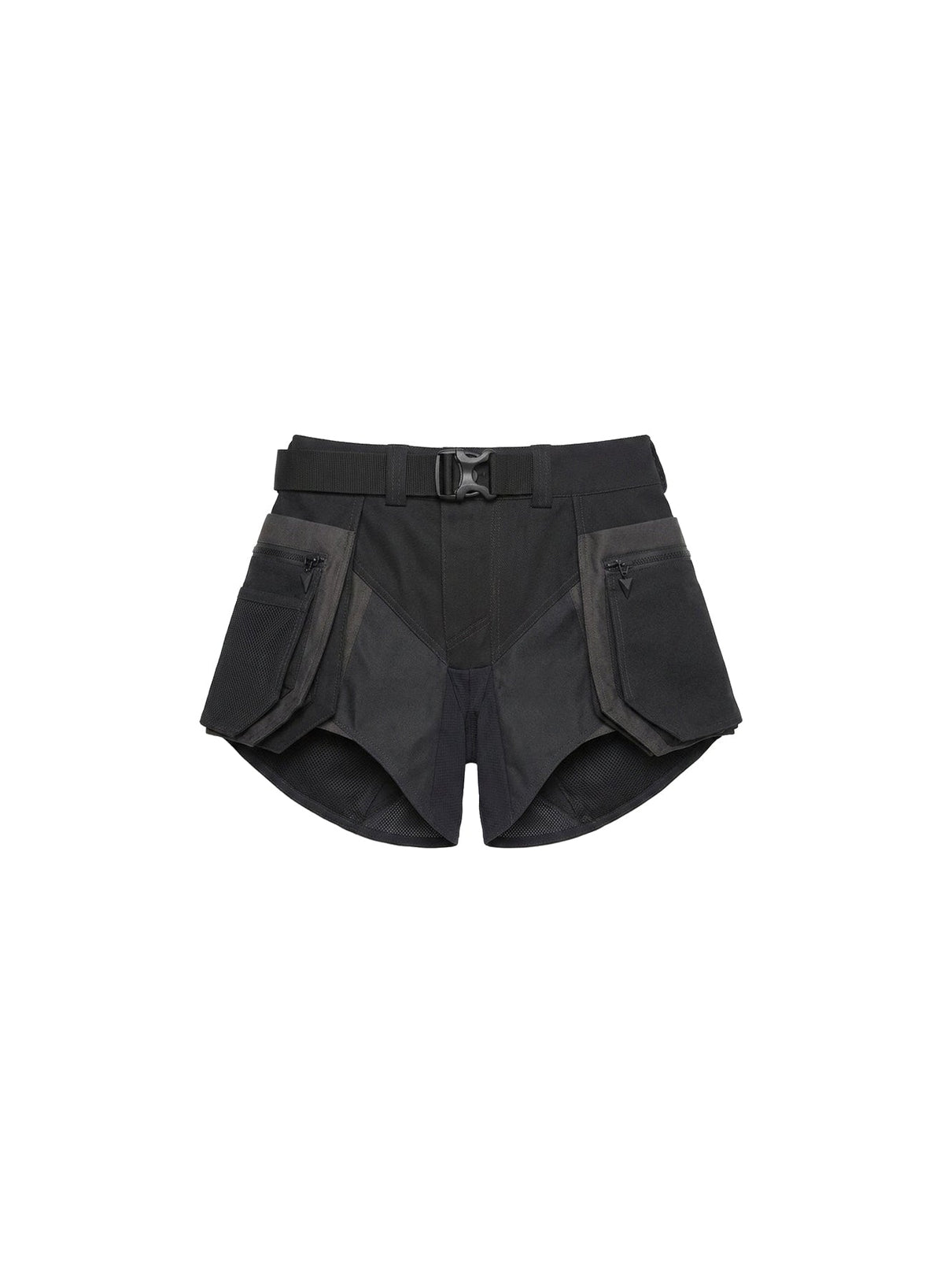 BLACK / GREY // grey technical fabric cargo shorts