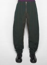 SLATE GREEN // green stitched parachute pants