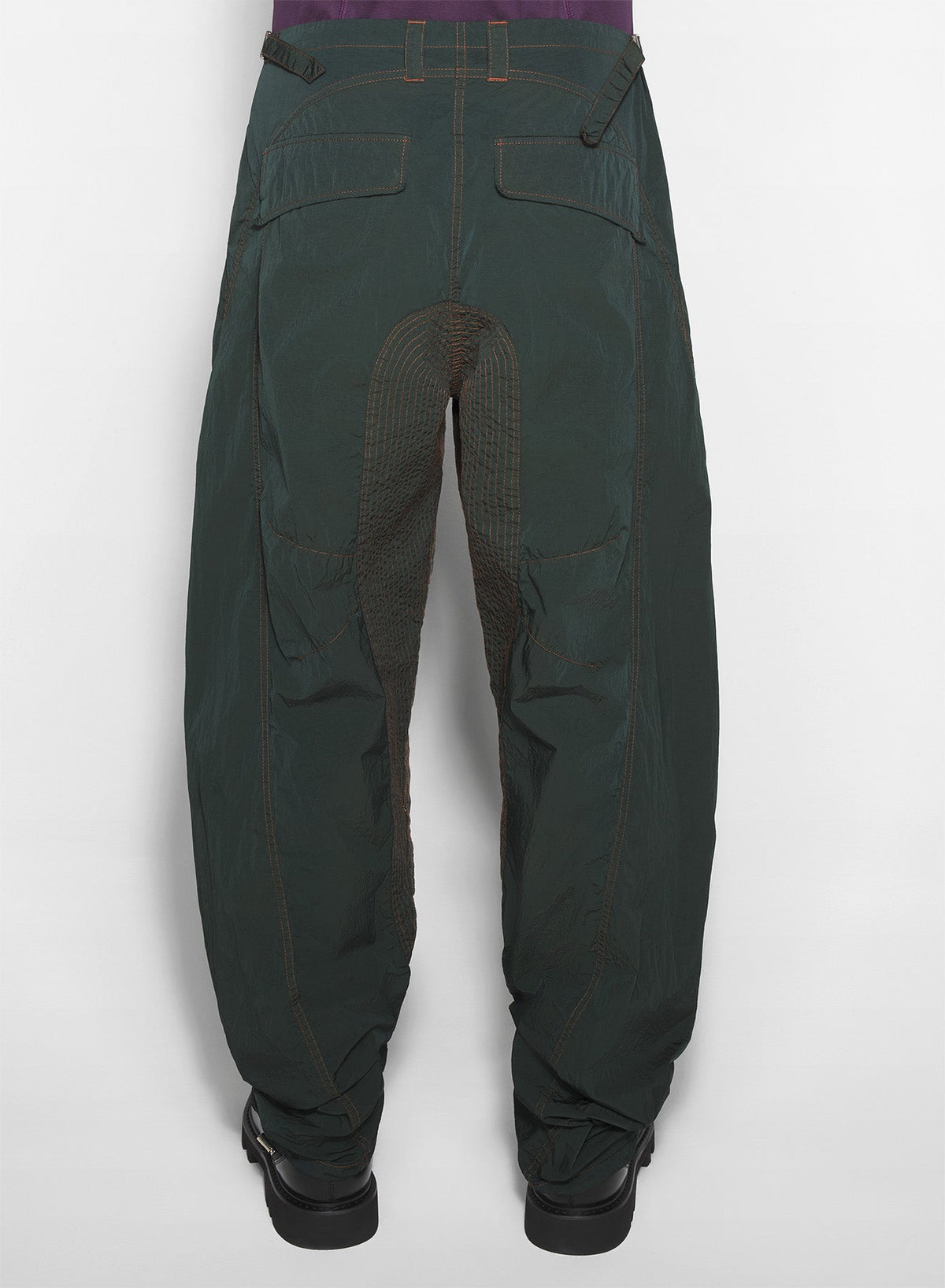 SLATE GREEN // green stitched parachute pants