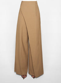 DARK BEIGE // beige asymmetric wide pants