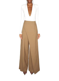 DARK BEIGE // beige asymmetric wide pants