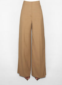 DARK BEIGE // beige asymmetric wide pants