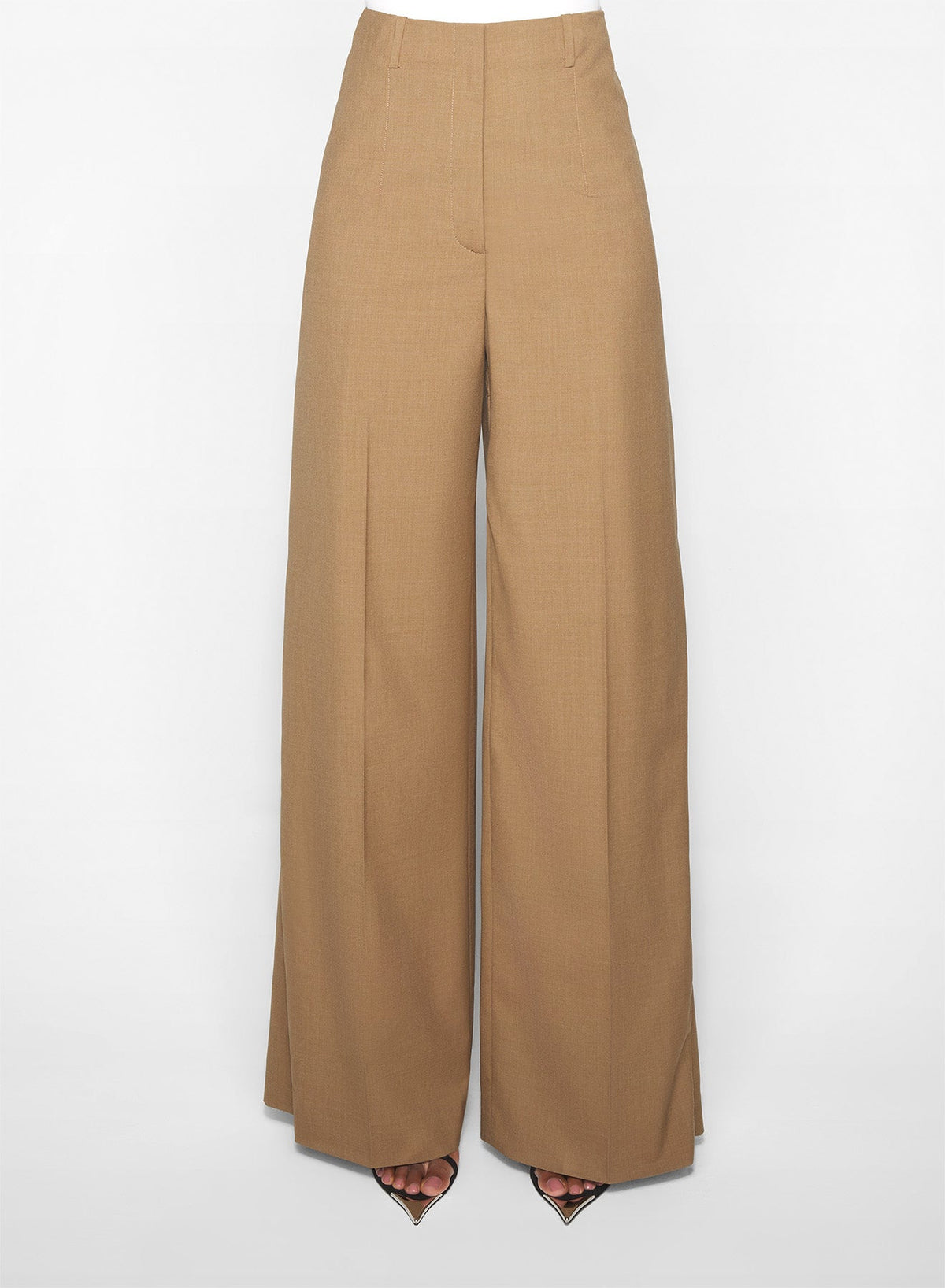 DARK BEIGE // beige asymmetric wide pants