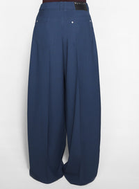 DARK BLUE // dark blue asymmetric panel pants