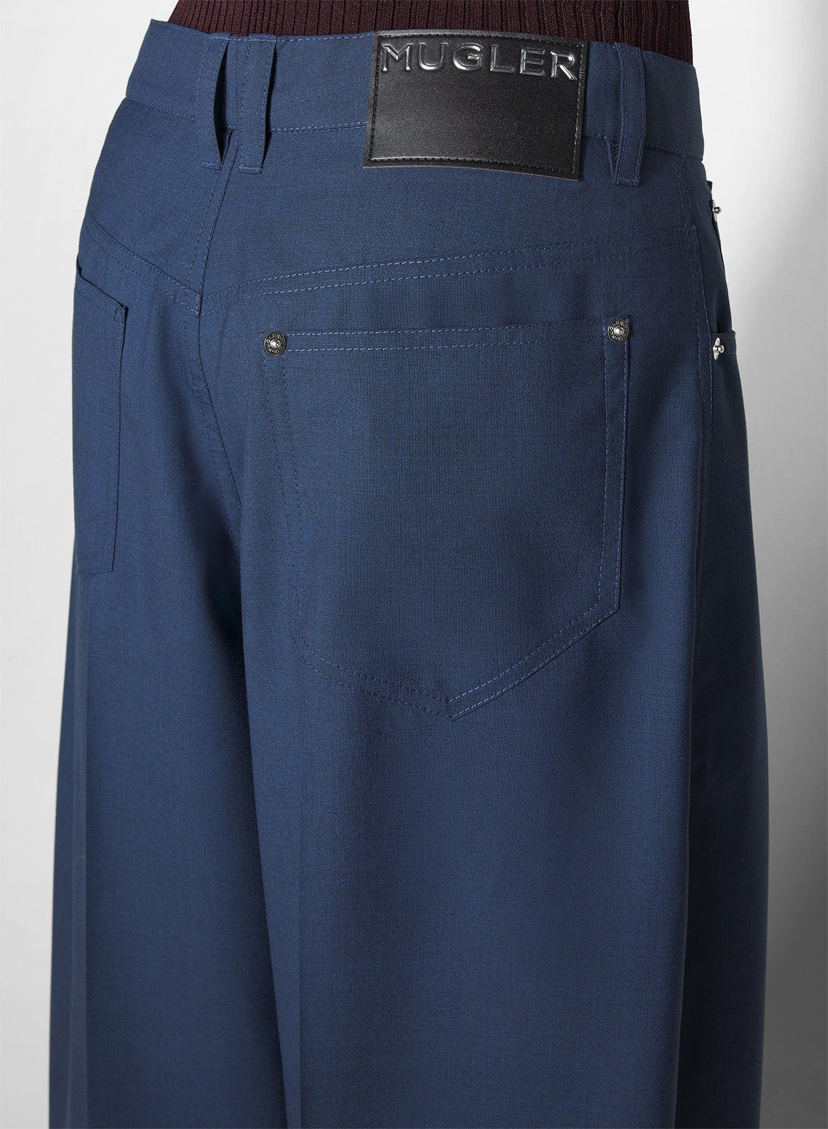 DARK BLUE // dark blue asymmetric panel pants
