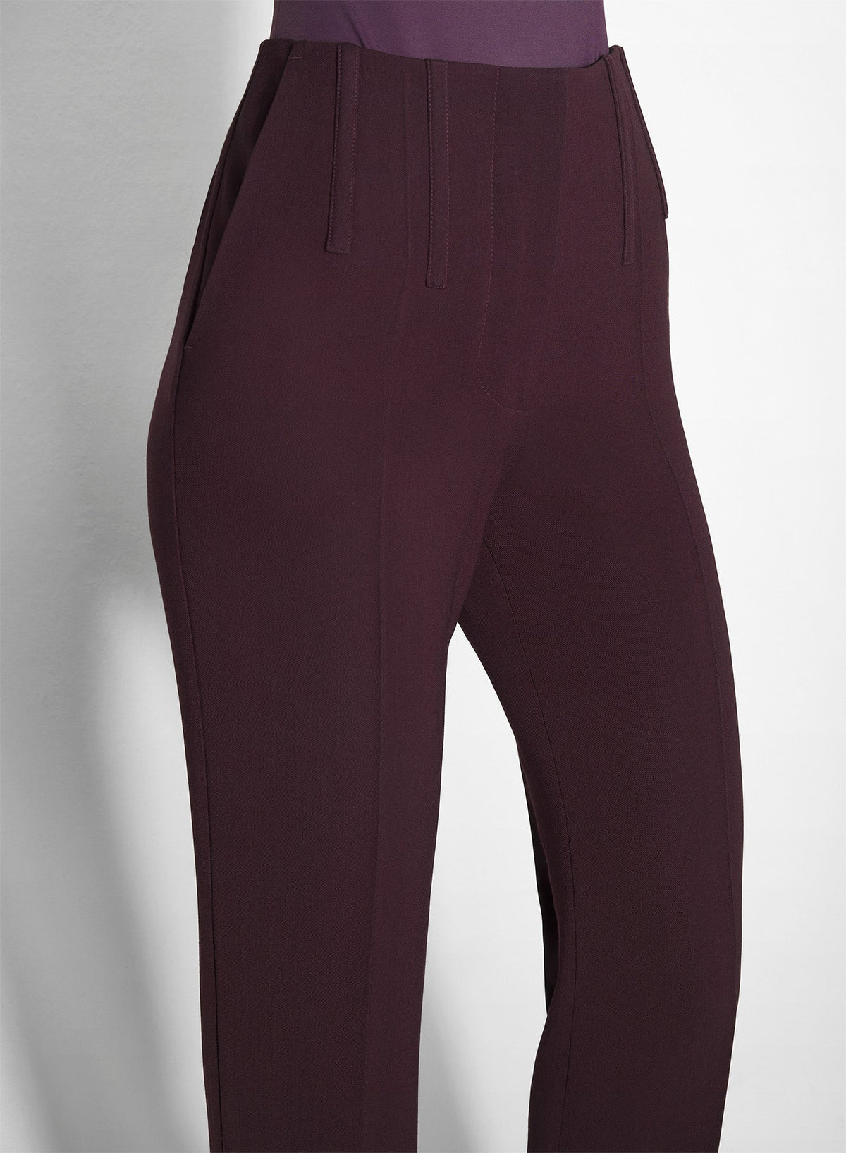 DARK PLUM // burgundy straight boned pants