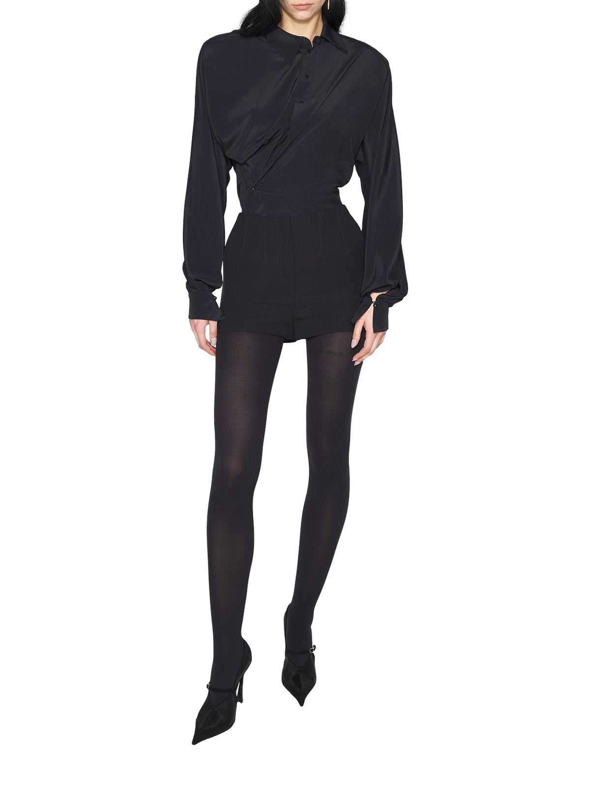 BLACK // black tailored boned shorts