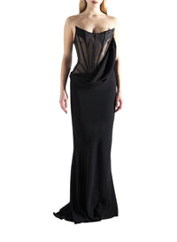 BLACK // black mugler signature corset gown