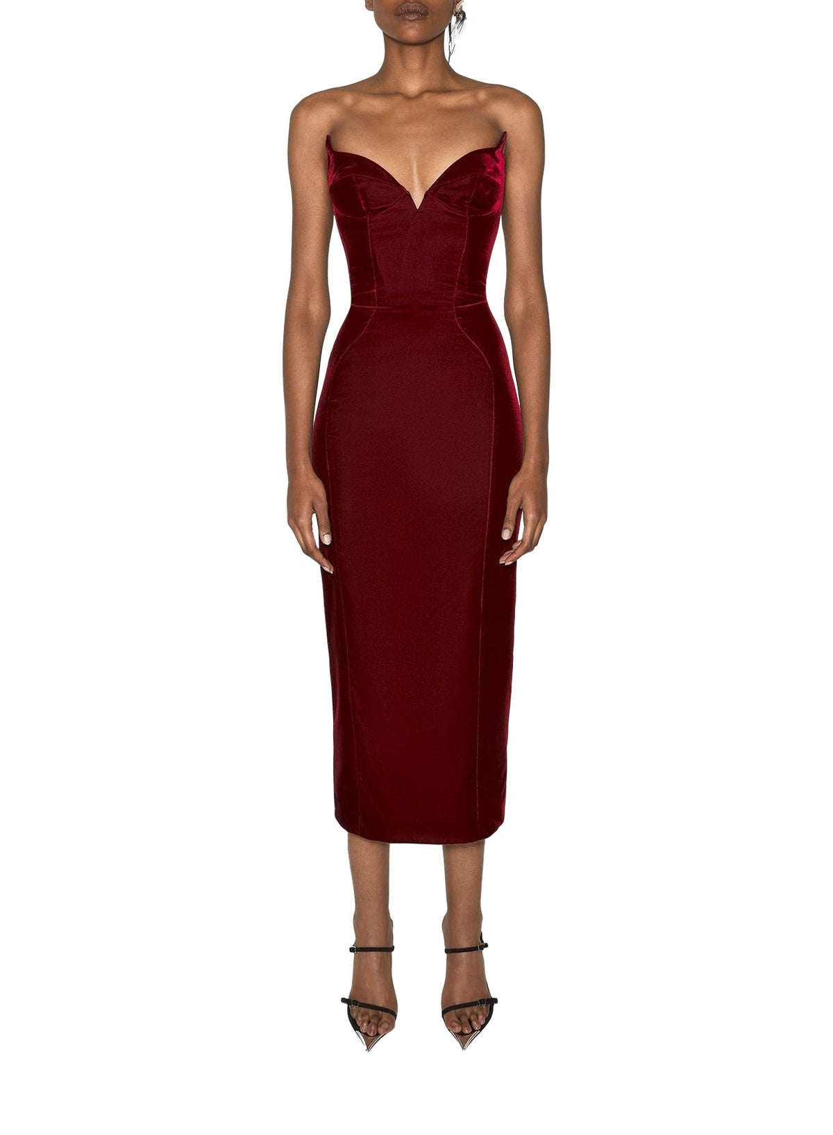 BLOOD RED // burgundy signature strapless velvet gown