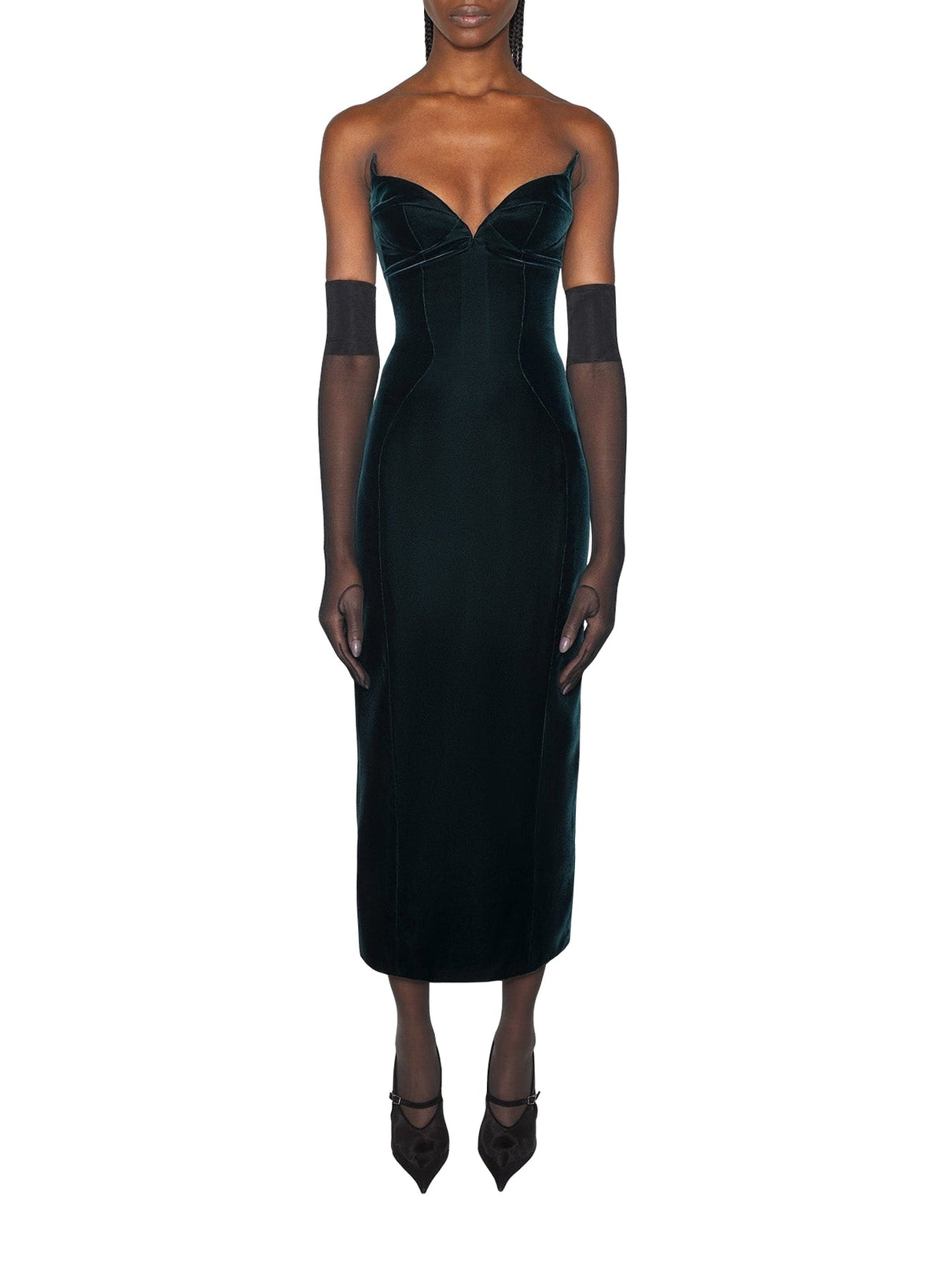 Robe signature bustier en velours - Dark Green