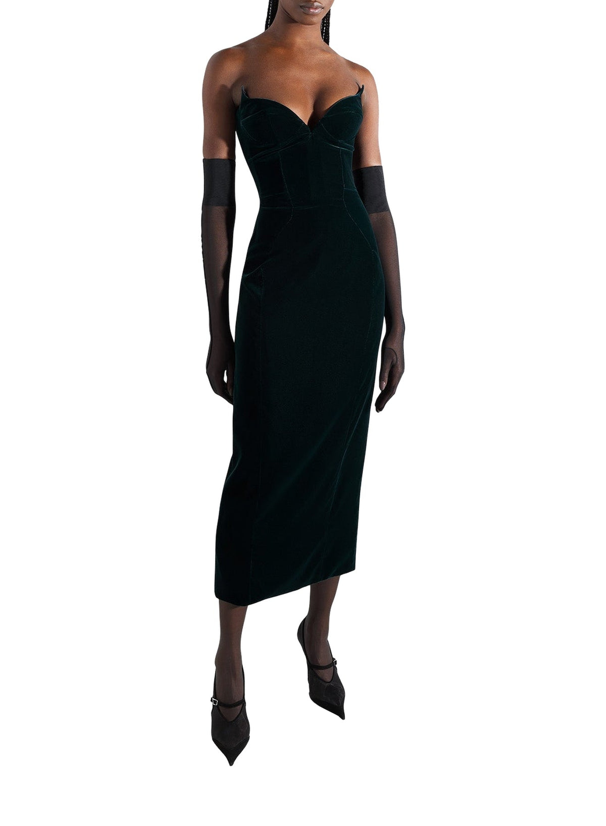 Robe signature bustier en velours - Dark Green