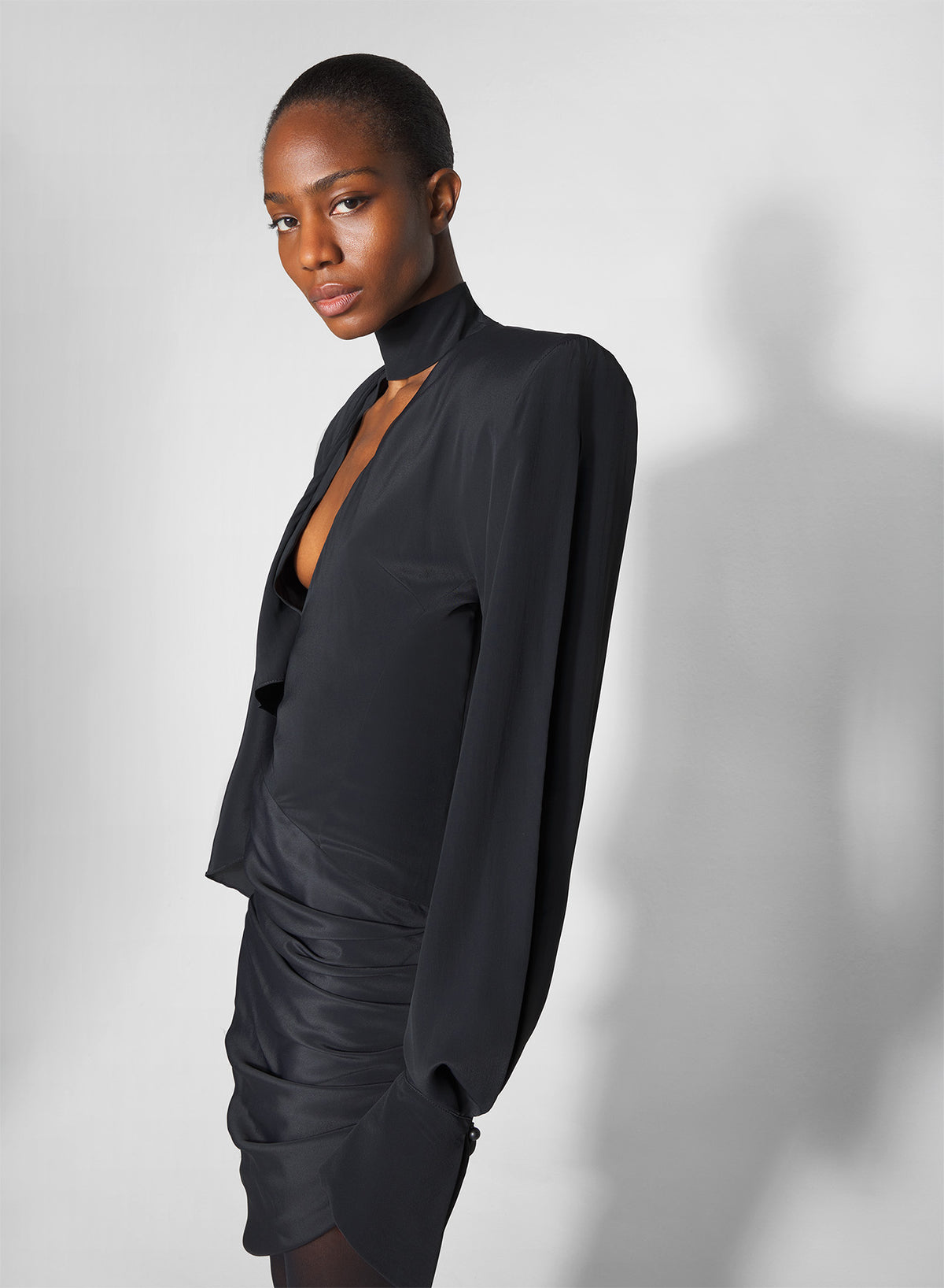 Robe-foulard drapée - Black