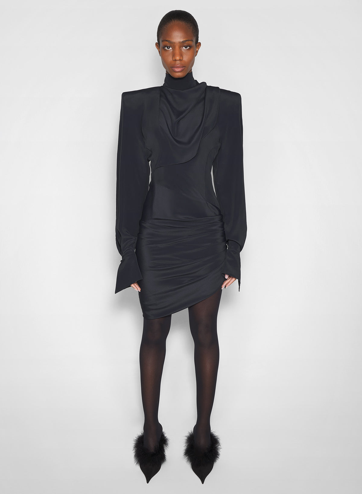 Robe-foulard drapée - Black