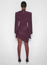 DARK PLUM // burgundy draped scarf dress