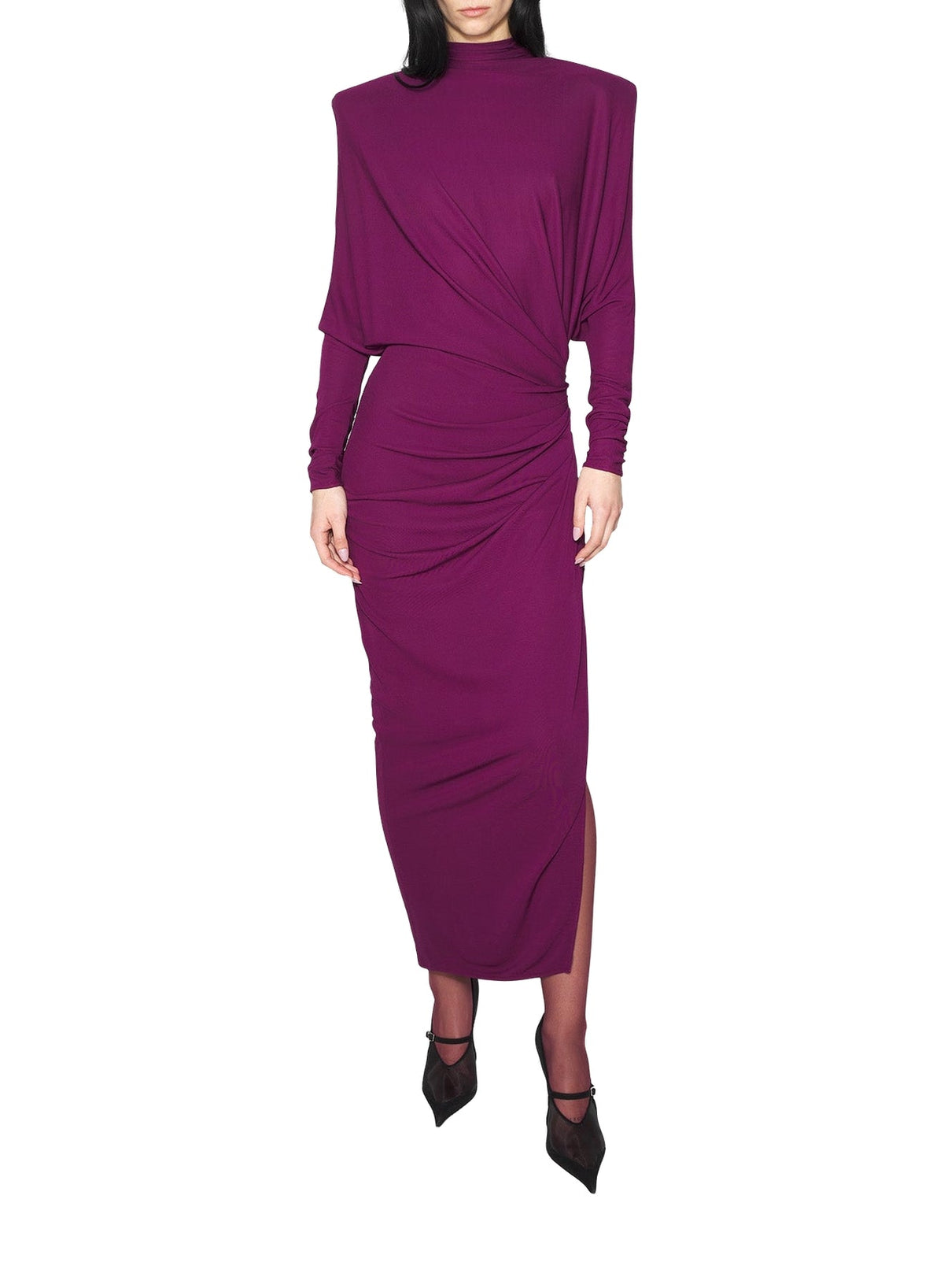 PLUM // plum draped open-back dress