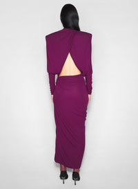 PLUM // plum draped open-back dress