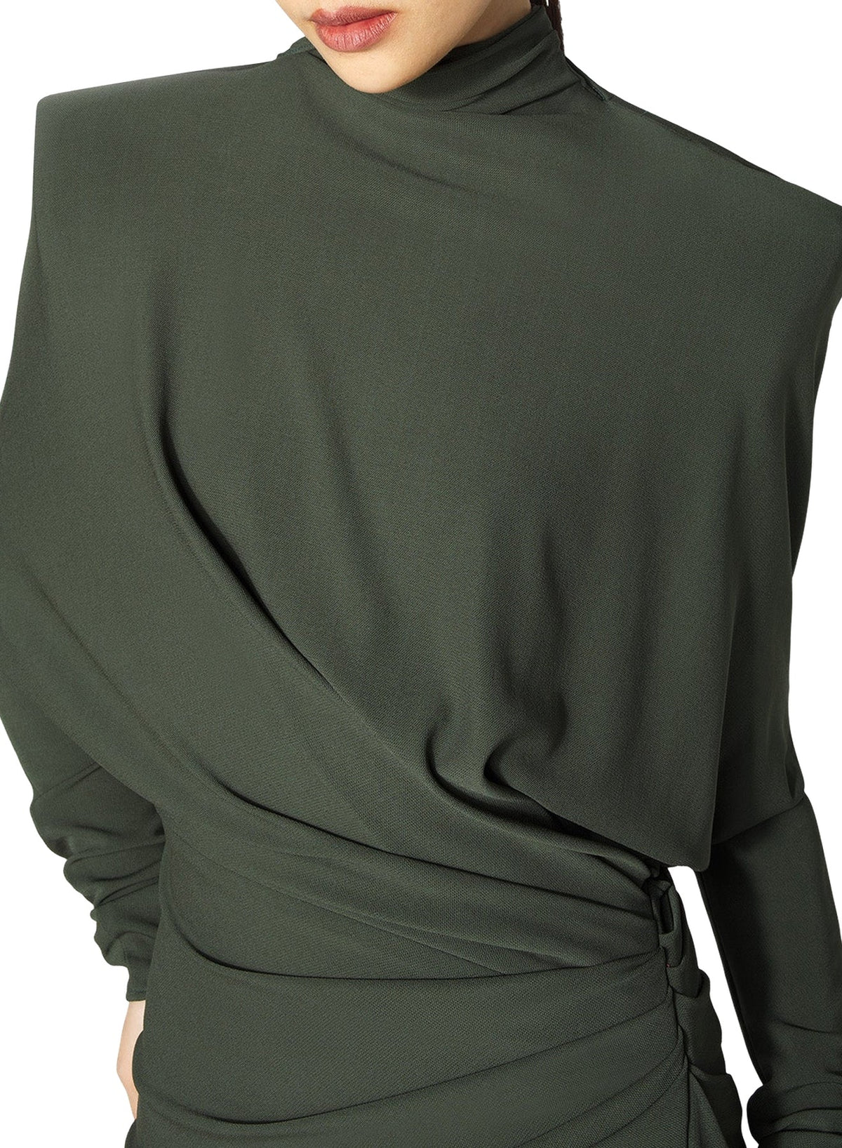 SLATE GREEN // green draped open-back dress