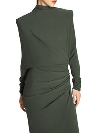 SLATE GREEN // green draped open-back dress