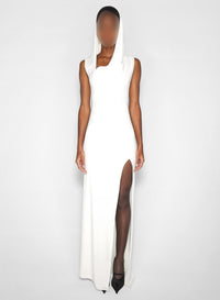 SNOW // white hooded sleeveless gown