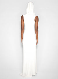 SNOW // white hooded sleeveless gown