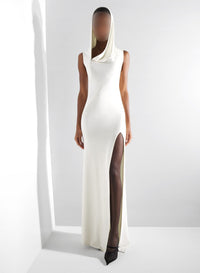 SNOW // white hooded sleeveless gown