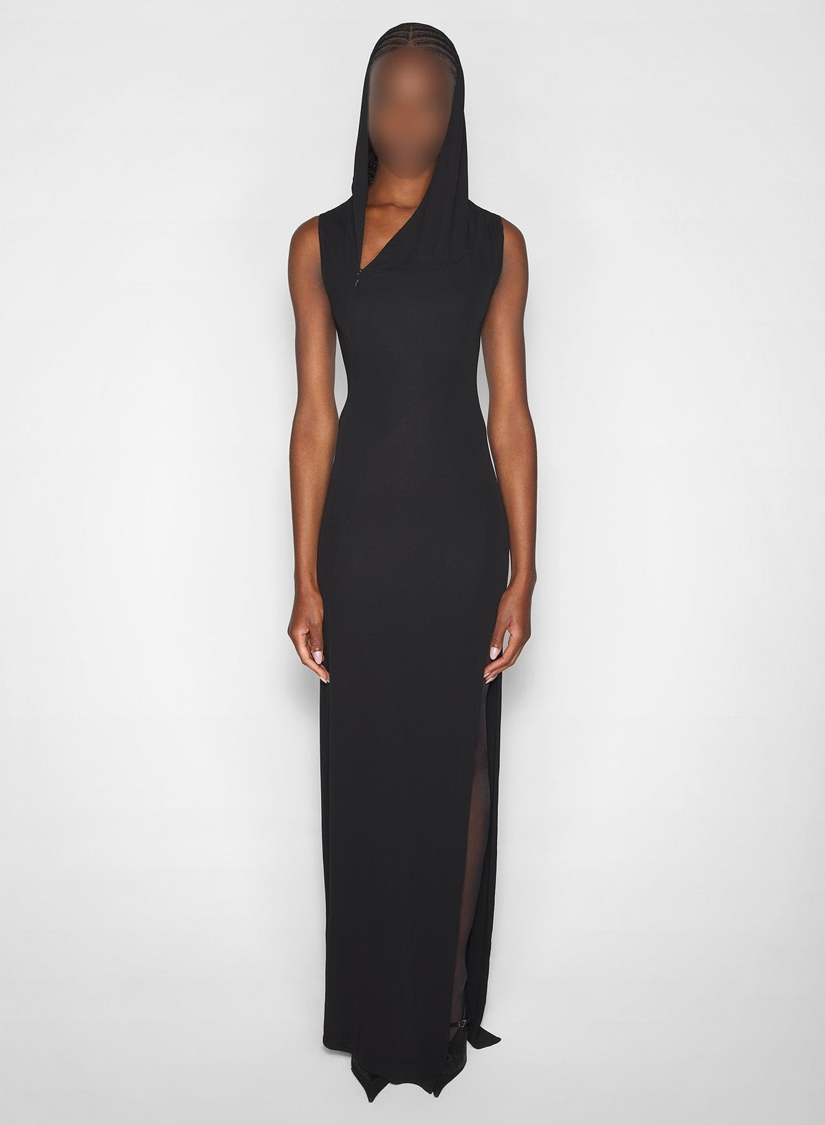 BLACK // black hooded sleeveless gown