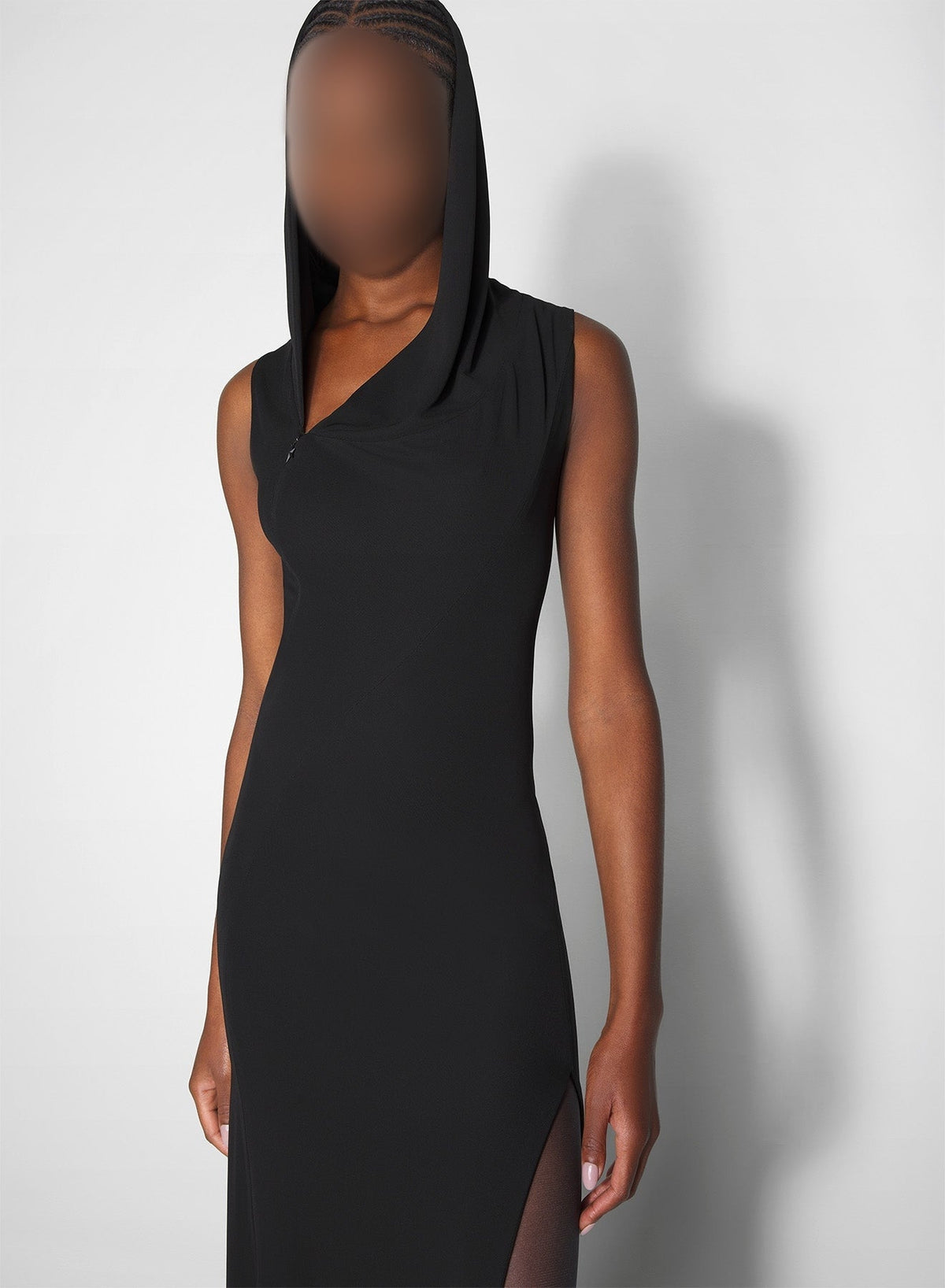 BLACK // black hooded sleeveless gown