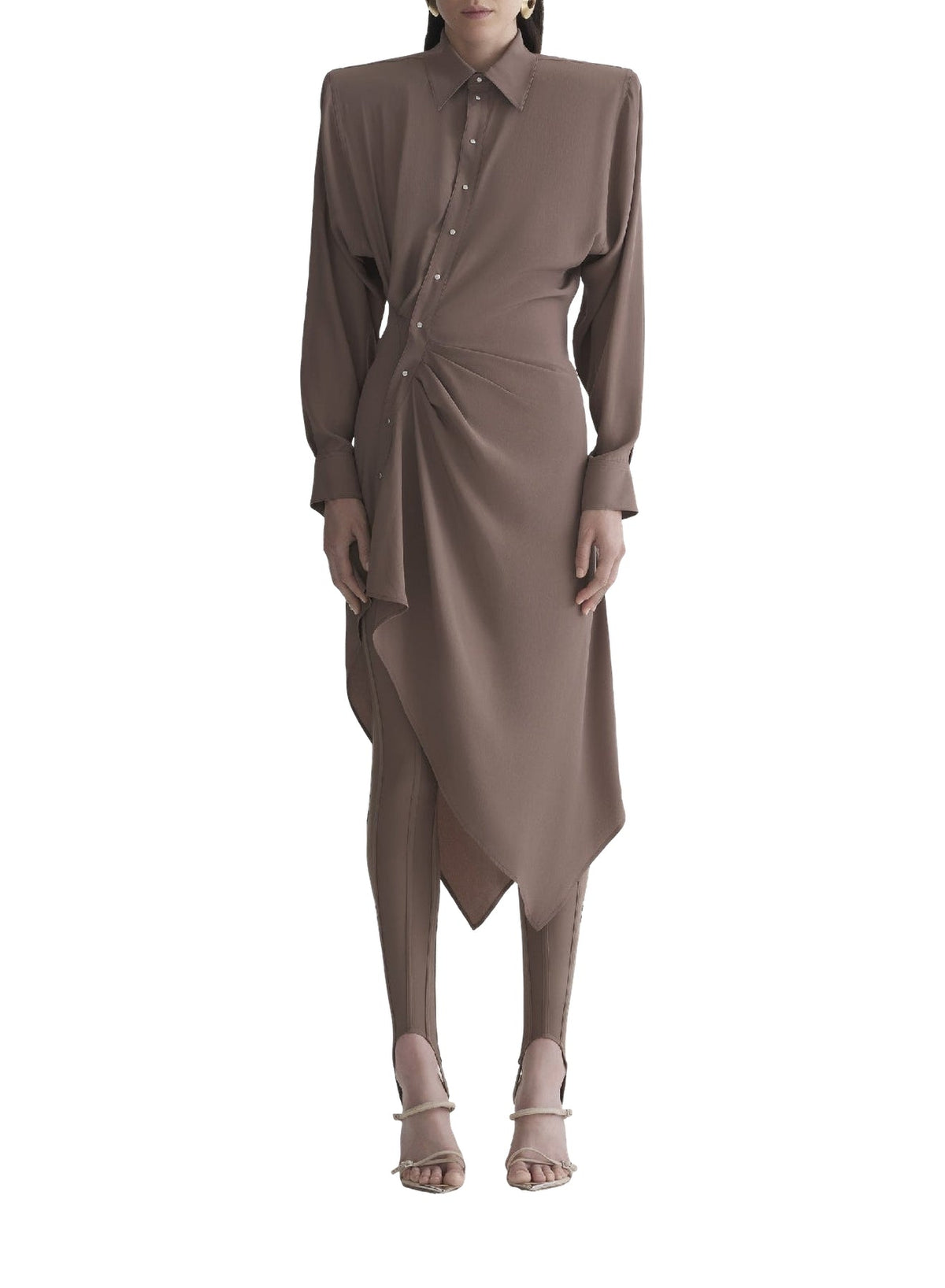 MOCHA // brown asymmetric shirt dress