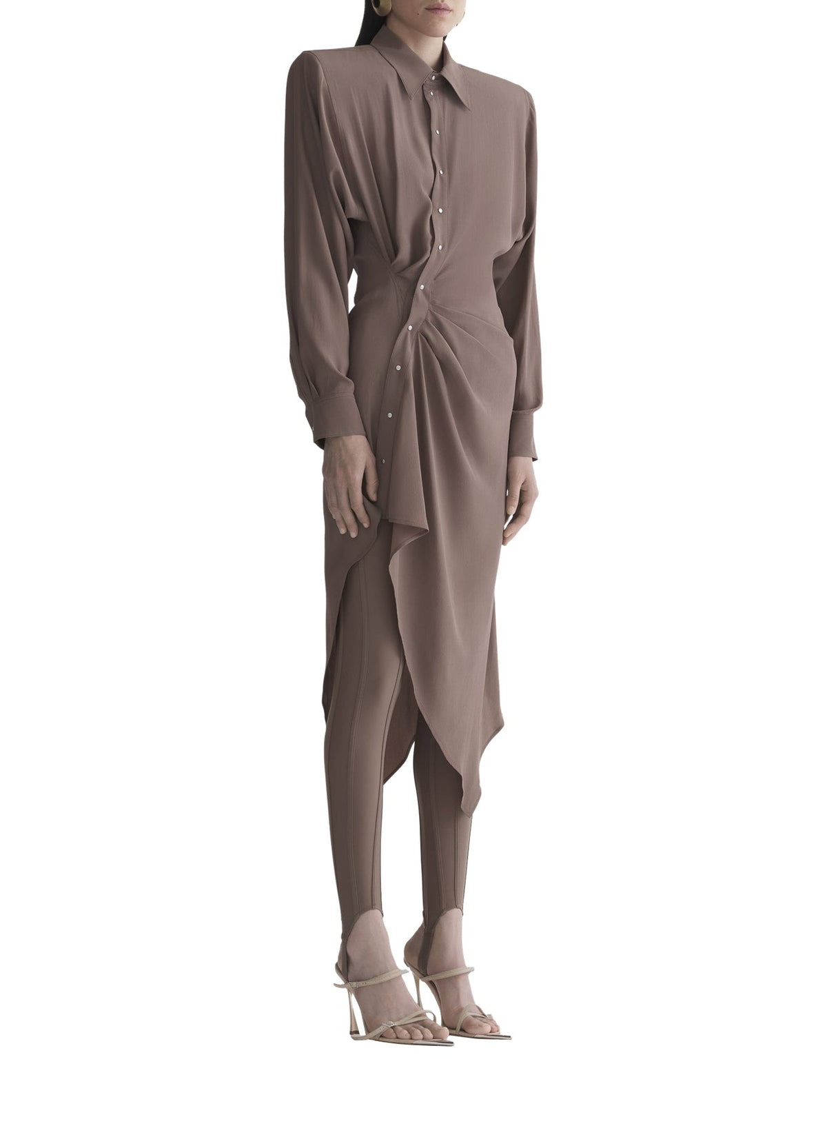 MOCHA // brown asymmetric shirt dress