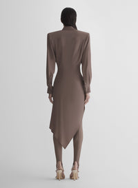 MOCHA // brown asymmetric shirt dress