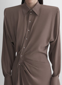 MOCHA // brown asymmetric shirt dress