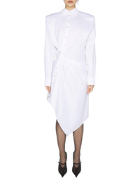 OPTIC WHITE // white asymmetric shirt dress
