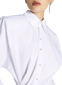 OPTIC WHITE // white asymmetric shirt dress