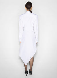 OPTIC WHITE // white asymmetric shirt dress