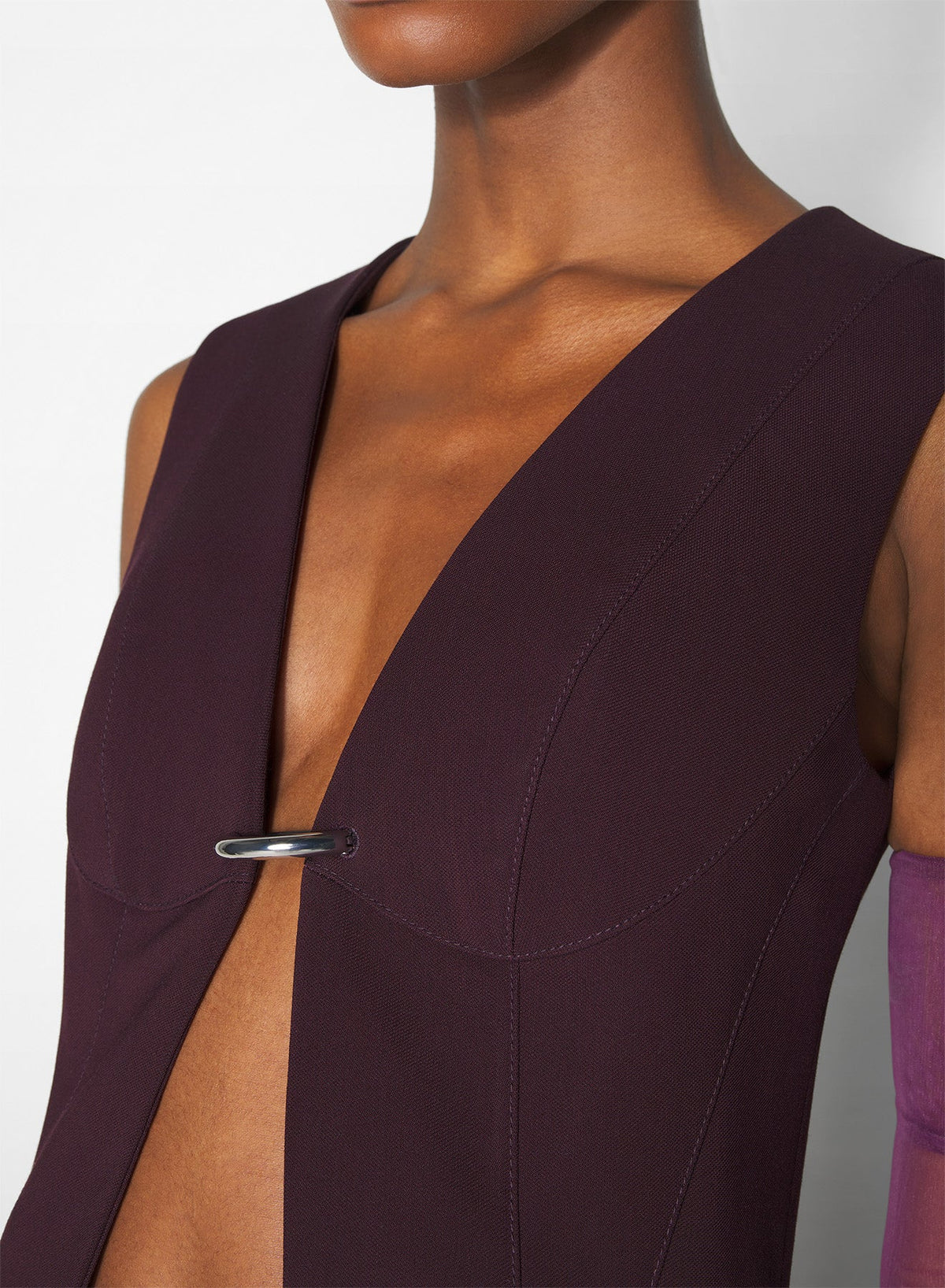 DARK PLUM // burgundy corseted pierced vest