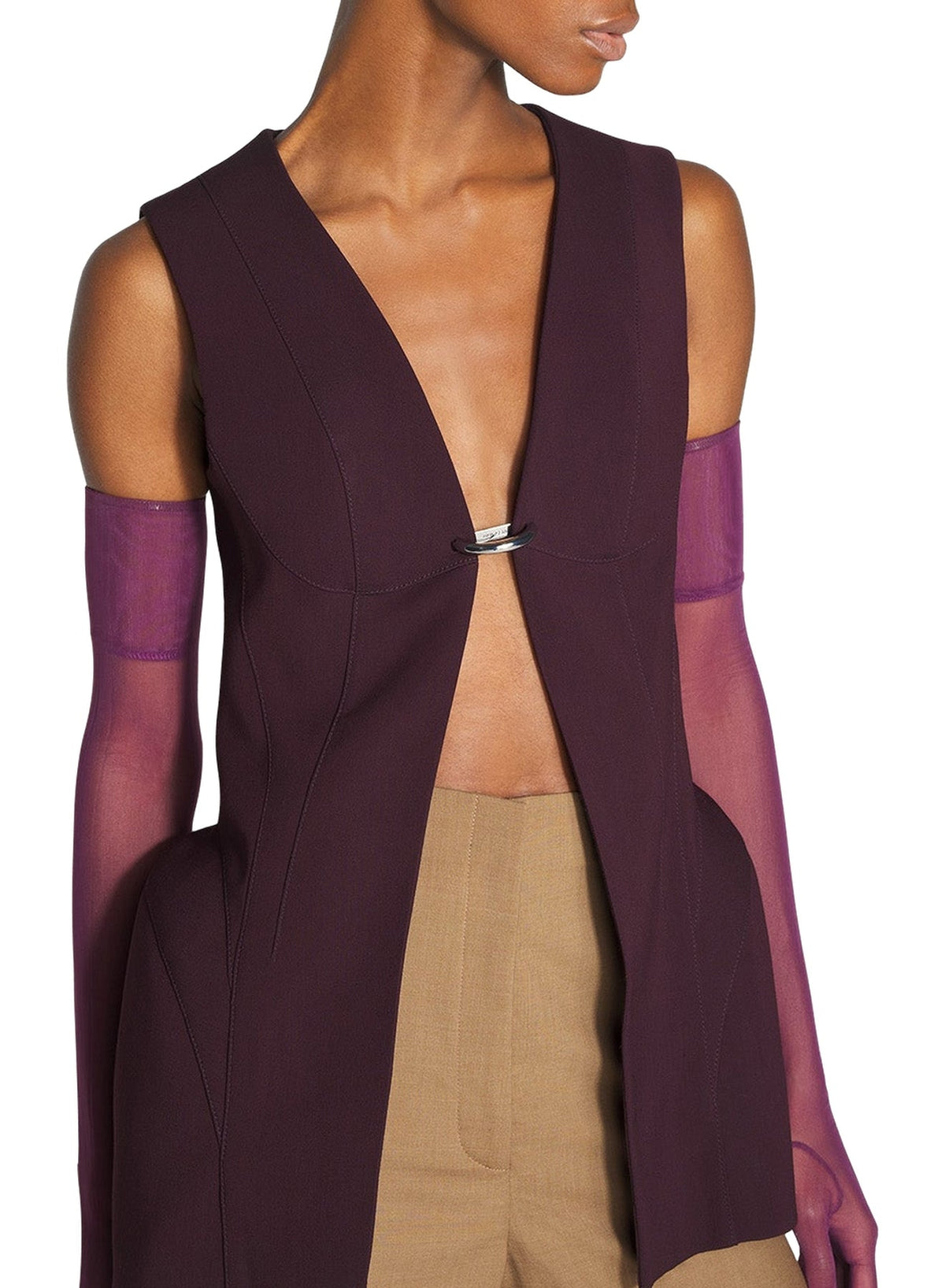 DARK PLUM // burgundy corseted pierced vest