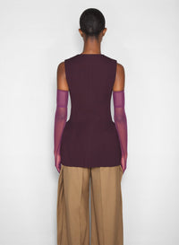 DARK PLUM // burgundy corseted pierced vest