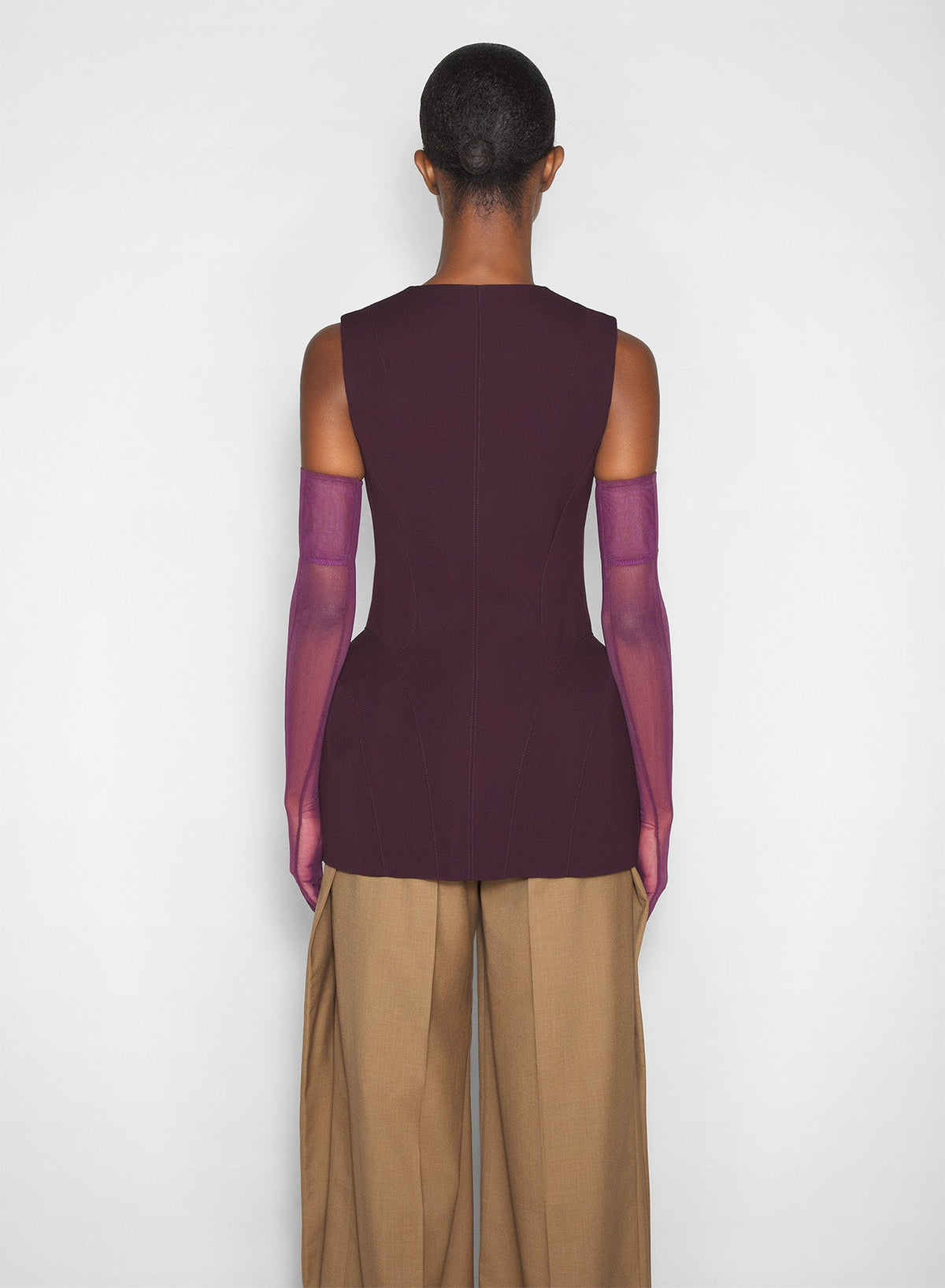 DARK PLUM // burgundy corseted pierced vest