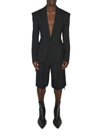 BLACK // black laced up tailored jacket