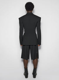 BLACK // black laced up tailored jacket