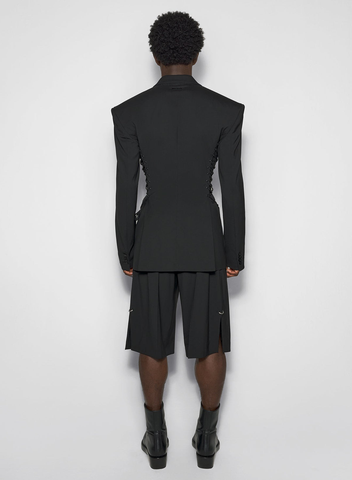 BLACK // black laced up tailored jacket