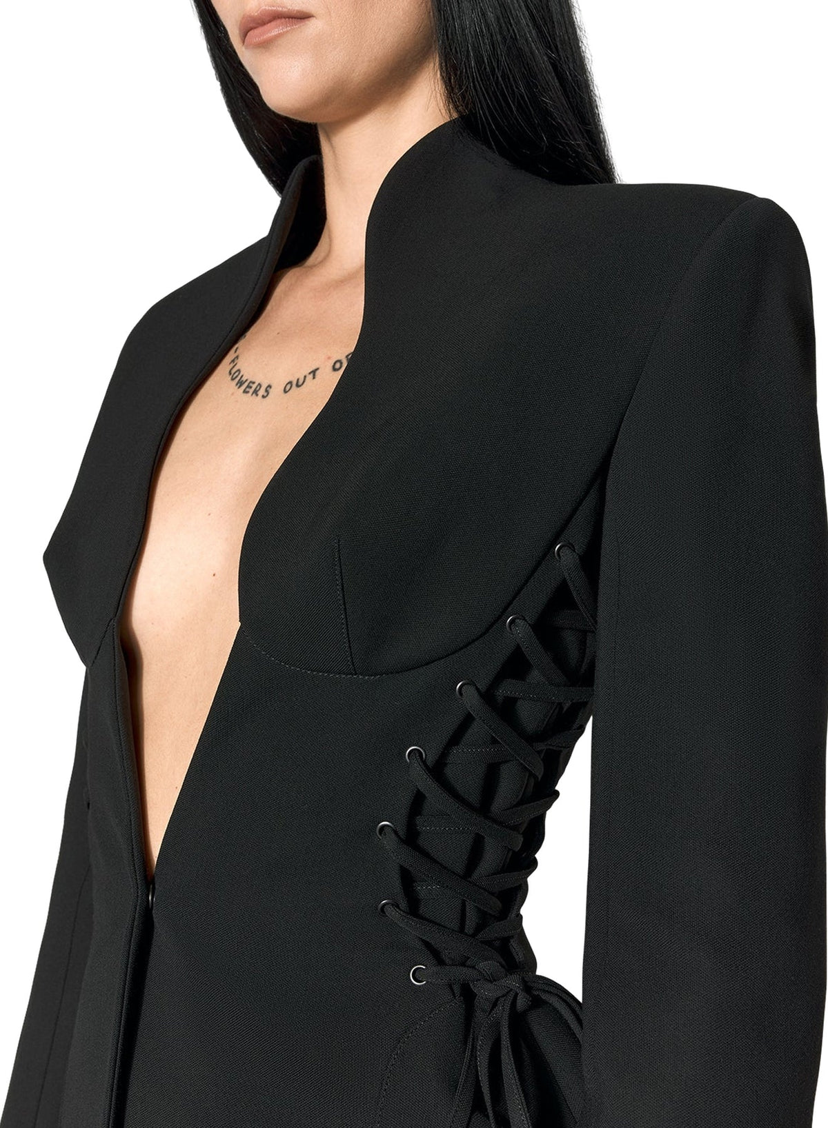 BLACK // black sculptural laced jacket