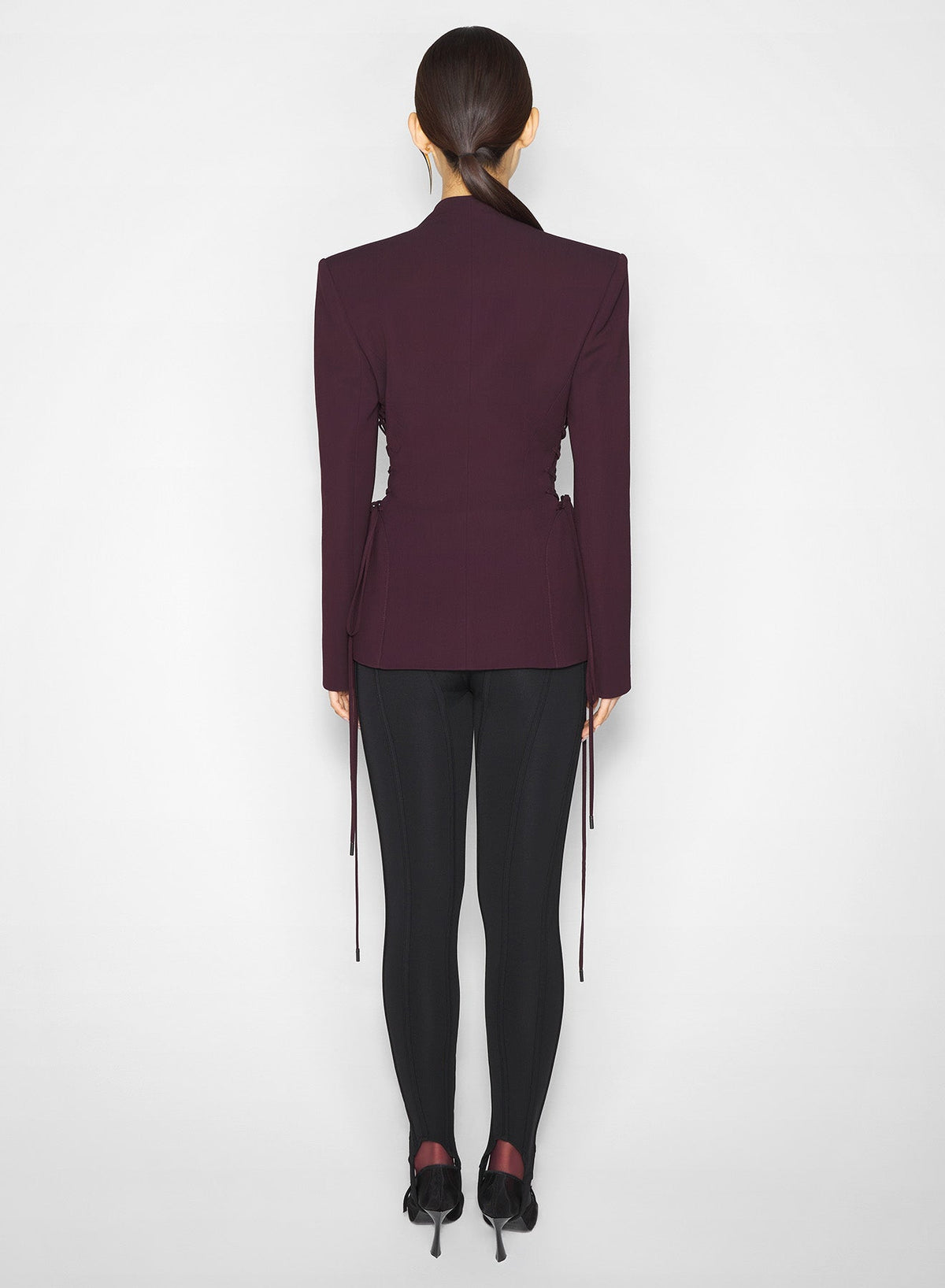 DARK PLUM // burgundy sculptural laced jacket